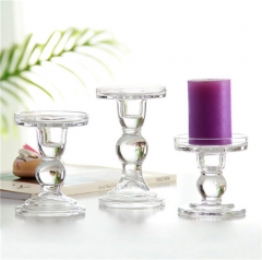 Family Living Room Wedding Glass Candle Holder Clear Pillar Candle Stand Crystal Candlestick for Home Wedding Party Decoration