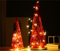 Red Christmas Tree Glass Cover Decoration with LED light