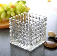 Factory Directly Sale Machine Made Square Clear Glass Vase