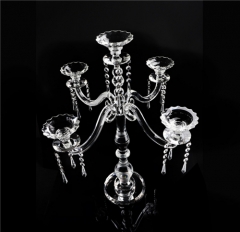 5 Holders Tall Candlestick Crystal Table Candelabra Wedding Centerpiece