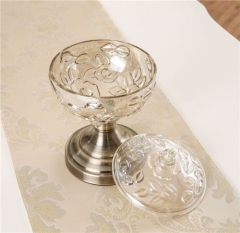 Hot Sale Antique Valentine Decorative Crystal Candle Holder With Lid