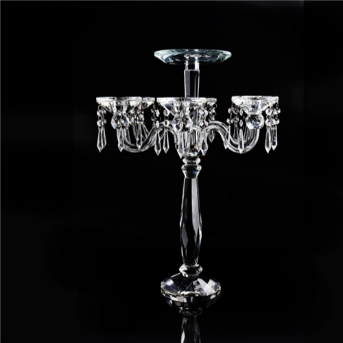 Hot Sell Table Flower Top Centerpiece Crystal Glass Candelabra Wedding