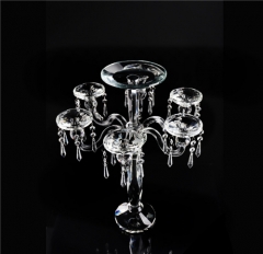 Hot Sell Table Flower Top Centerpiece Crystal Glass Candelabra Wedding