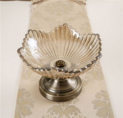 Modern Crystal Glass Fruit Decorative Tray With Copper Stand