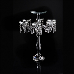 Hot Sell Table Flower Top Centerpiece Crystal Glass Candelabra Wedding