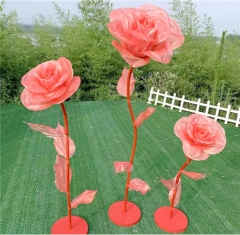 Large Artificial Rose Paper Flower With Stand For Decoration