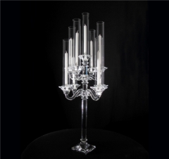 Crystal Candelabra Wedding Centerpieces With Cylinder Hurricanes 5 Arms