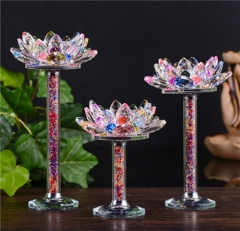 Colorful Diamonds Lotus Crystal Candle Holder for Elegant Home Decoration