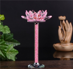 Colorful Diamonds Lotus Crystal Candle Holder for Elegant Home Decoration