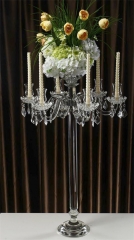 Table Centerpiece Crystal Wedding Candelabra With Flower Bowl 8 Arms