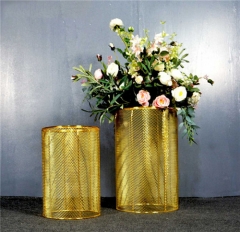 Tall Gold Pink Metal Wedding Flower Stand for Centerpiece