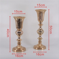 Wedding Road Lead Flower Table Stand Metal Gold Centerpiece For Decoration