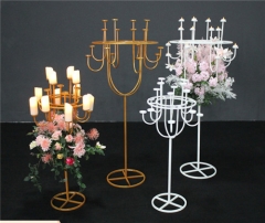 Gold Metal Road Lead Metal Candelabra Flower Holder For Wedding