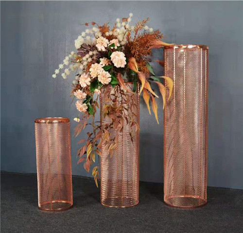 Tall Gold Pink Metal Wedding Flower Stand for Centerpiece