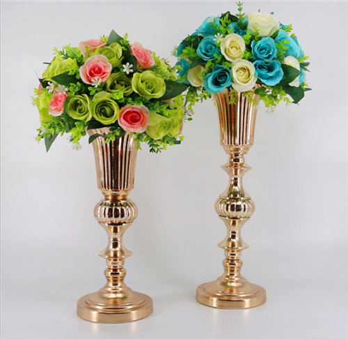 Wedding Road Lead Flower Table Stand Metal Gold Centerpiece For Decoration