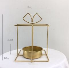 Gold Plated Geometric Tea Light Candle Holder For Wedding Dining Table