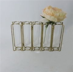 European Style Test Tube Glass Tabletop Metal Flower Vase For Living Room & Bathroom Decoration
