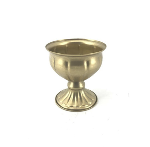 Metal Brass Finish Candle Pillar Holder Flower Bowl