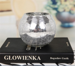 Silver Ball Glass Cylinder Vase Home Decor Candle Holder