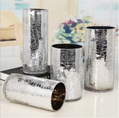 Silver Electroplated Unique Style Glass Vase for Wedding