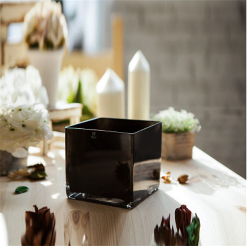 Wholesale White Black Silver Colored Square Glass Candle Jar