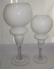 Handmade Ball Shaped Glass Candle Holder With Stem