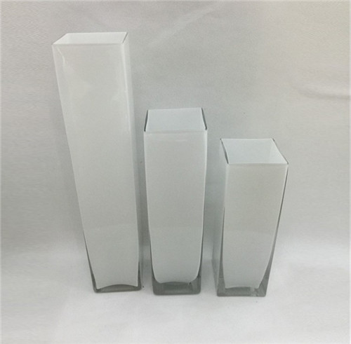 White Black Colored Long Square Vase For Wedding Decoration