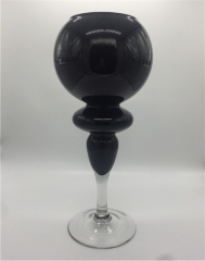 Handmade Ball Shaped Glass Candle Holder With Stem