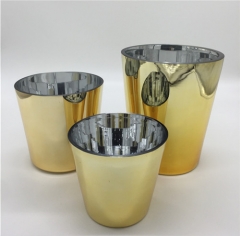 Gold Silver Plated Glass Vase Candle Holder Jar