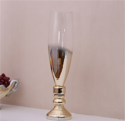 Fashionable Gold Plated Transparent Glass Vase