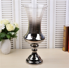 Transparent Glass Hurricane Candle Vase With Silver Plated Vase