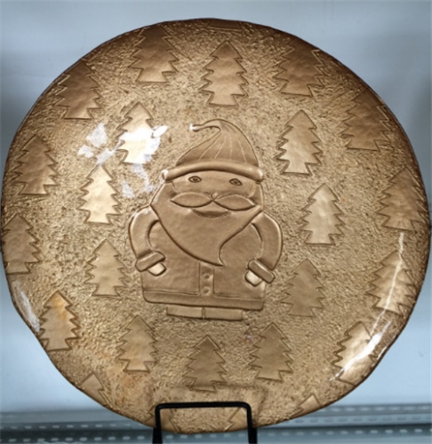 Gold Silver Snowman Glass Charger Plate for Christmas Decorative