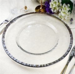 Custom Clear Glass Gold Hammered Charger Plates Wholesale