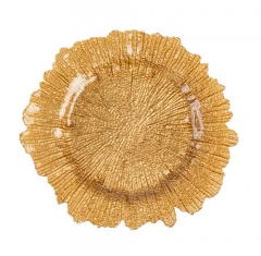 Elegant Gold Silver Reef Glass Wedding Charger Plates