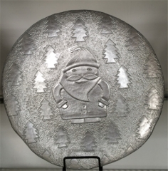 Gold Silver Snowman Glass Charger Plate for Christmas Decorative