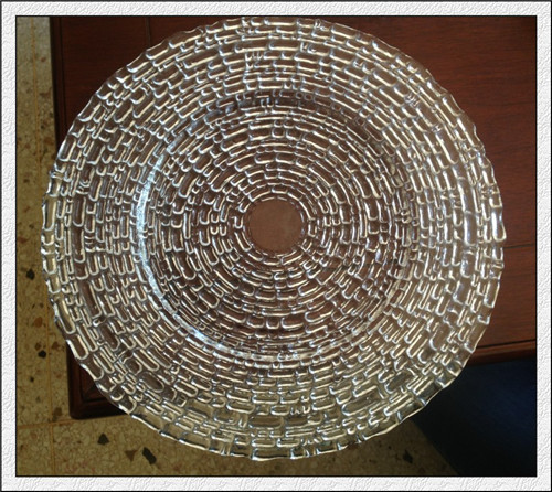 Cheap Clear Beaded Pattern Transparent Glass Charger Plate