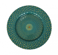 China Wholesale Wedding Glass Peacock Charger Plates