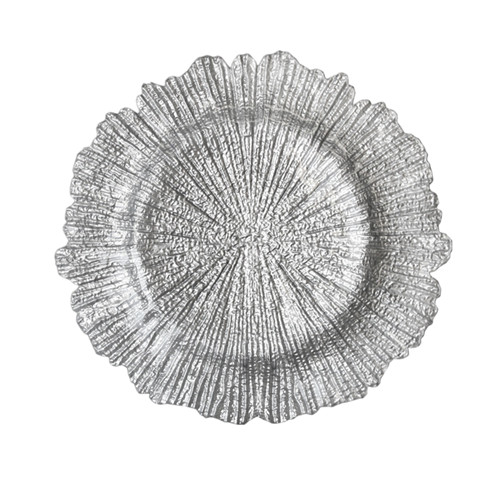 Elegant Gold Silver Reef Glass Wedding Charger Plates