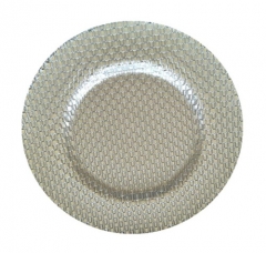 Wedding Table Decoration Gold Wholesale Round Rattan Glass Charger Plate