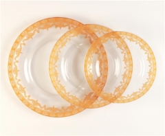 Popular Transparent Glass Charger Plate With Gold Rimmed Design