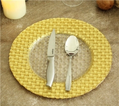 Wedding Event Party Wholesale Dinnerware Gold Glass Charger Plate