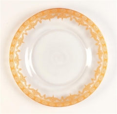 Popular Transparent Glass Charger Plate With Gold Rimmed Design