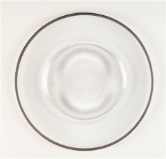 Factory Direct Wholesale Gold Silver Rimmed Glass Charger Under Plate