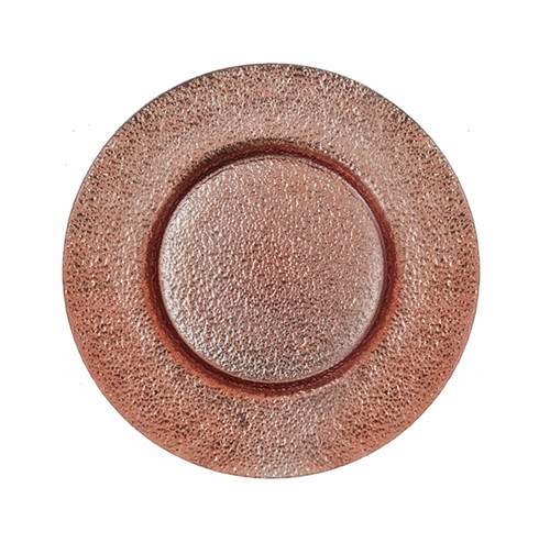 Custom 13 inches Embossed Rose Gold Glass Charger Plate