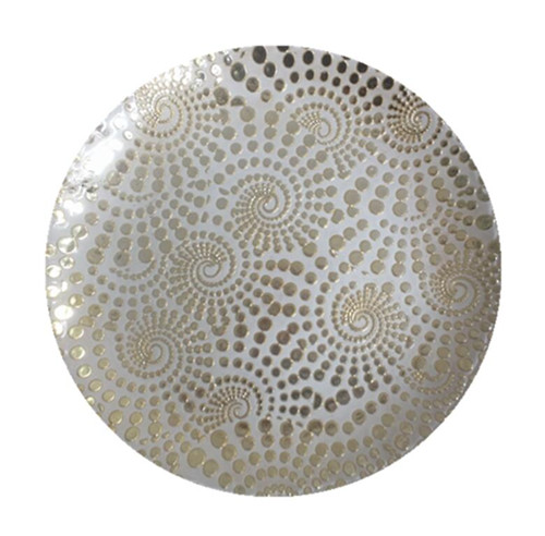 13 Inch Round Glass Gold Beaded Charger Plate Silver For Wedding