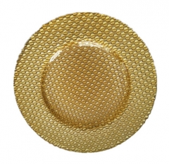 Wedding Table Decoration Gold Wholesale Round Rattan Glass Charger Plate