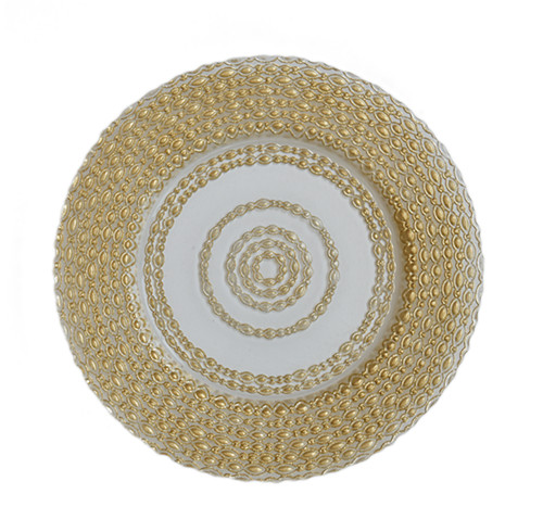 Cheap Clear 13inch Gold Glass Beaded Charger Plate Wholesale