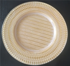 13 inch Wholesale Red And Gold Glass Wedding Charger Plate