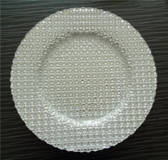 New Style Gold Silver Round Dot Glass Charger Plate For Wedding Decoration