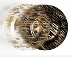 Transparent Gold Silver Brush Black Colored Glass Charger Plates Wholesale